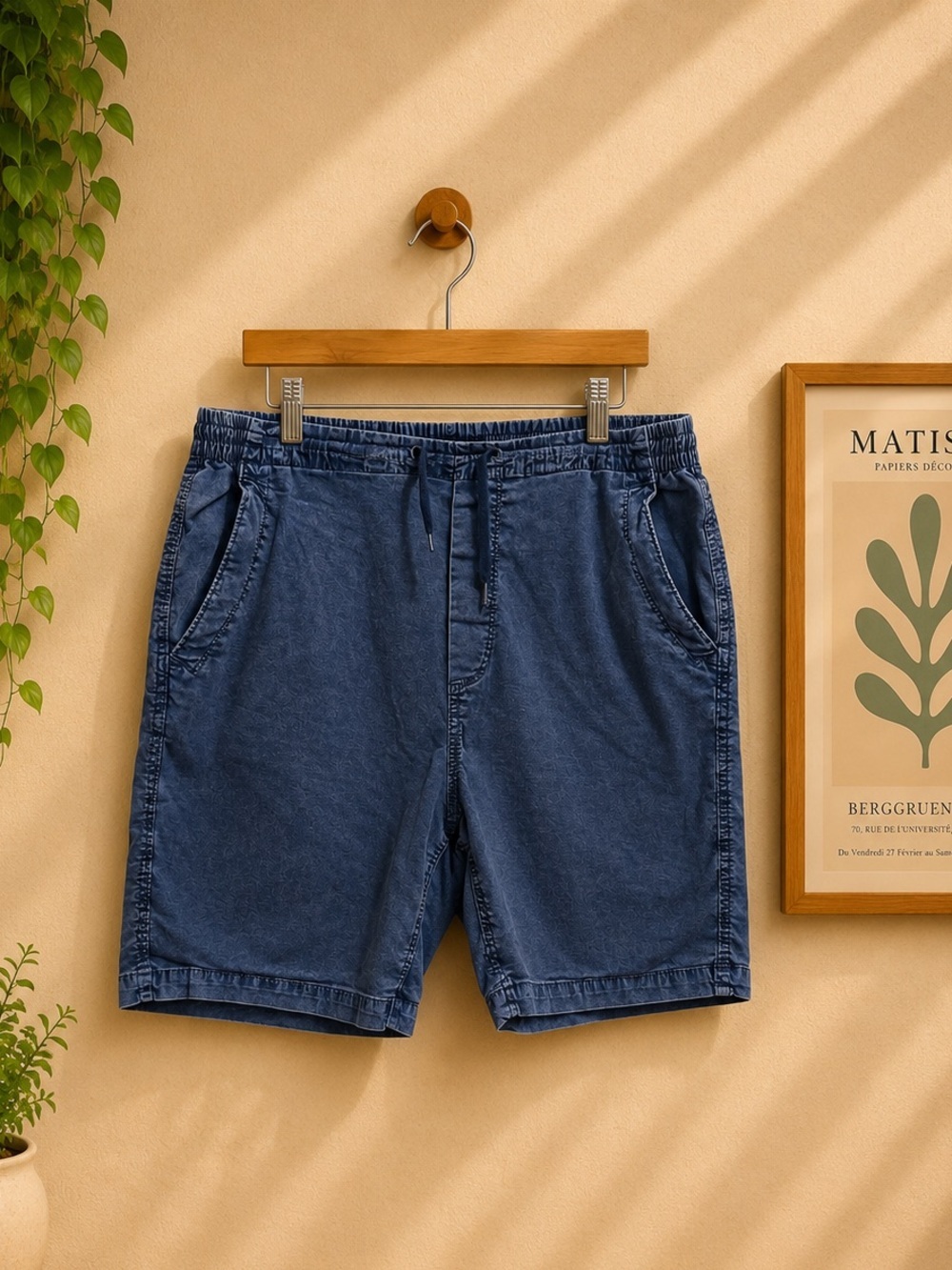 Aeropostale Men's Indigo Denim Drawstring Shorts